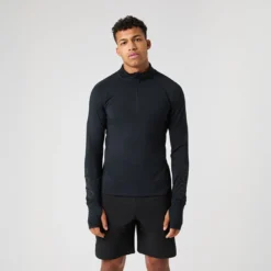 Borg Midlayer Half Zip, Black Beauty