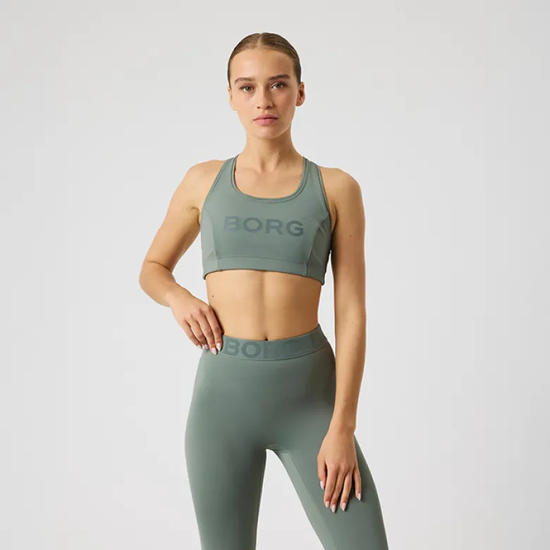 Borg Mid Support Sports Bra, Agave Green