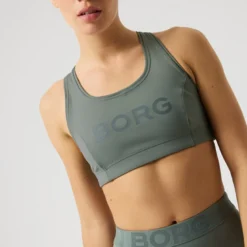 Borg Mid Support Sports Bra, Agave Green