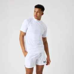Borg Mock Neck T-Shirt, Brilliant White