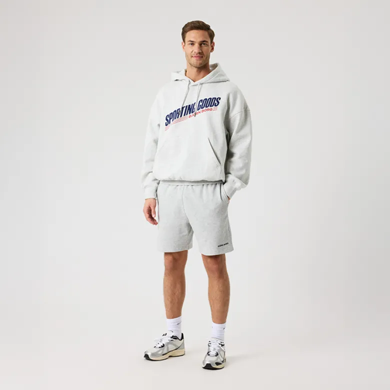Borg Oversized Hoodie, Ultra Light Grey Melange