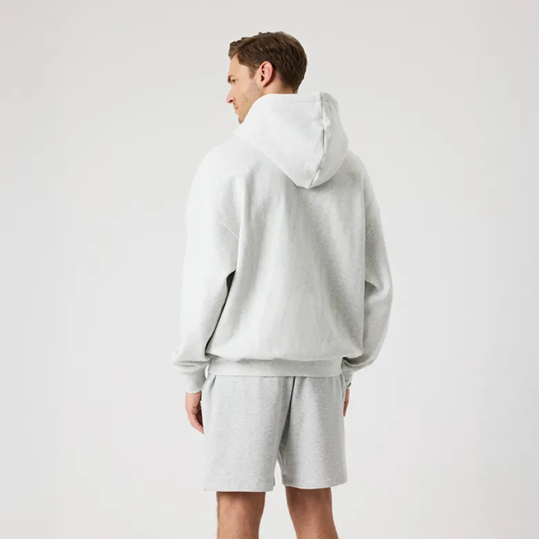 Borg Oversized Hoodie, Ultra Light Grey Melange
