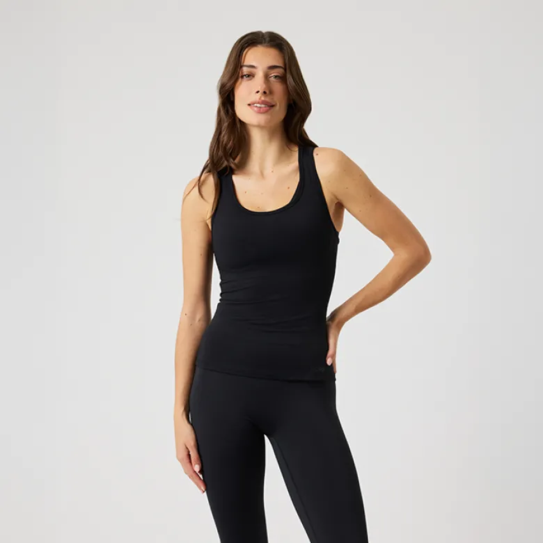 Borg Soft Racerback Tank Top, Black Beauty