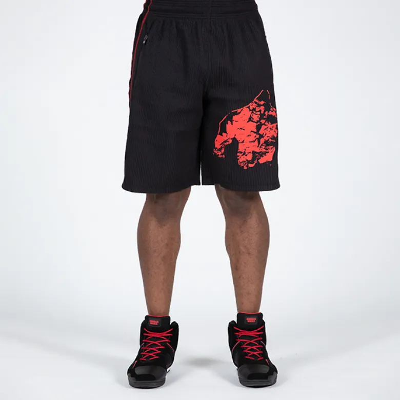 Buffalo Old School Workout Shorts, Black/Red