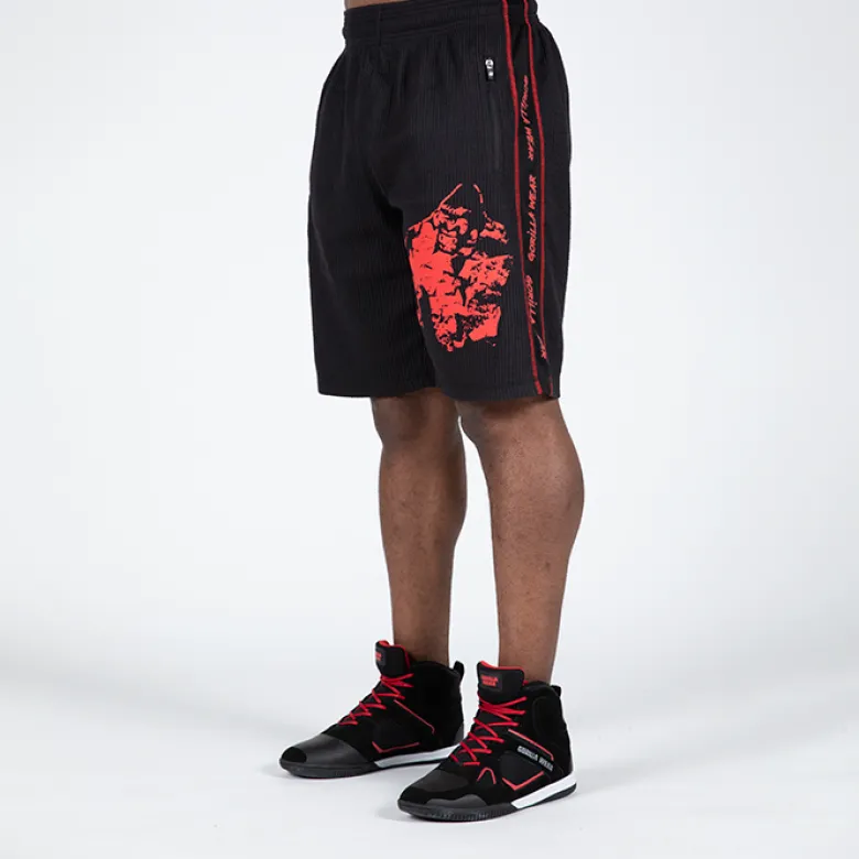 Buffalo Old School Workout Shorts, Black/Red