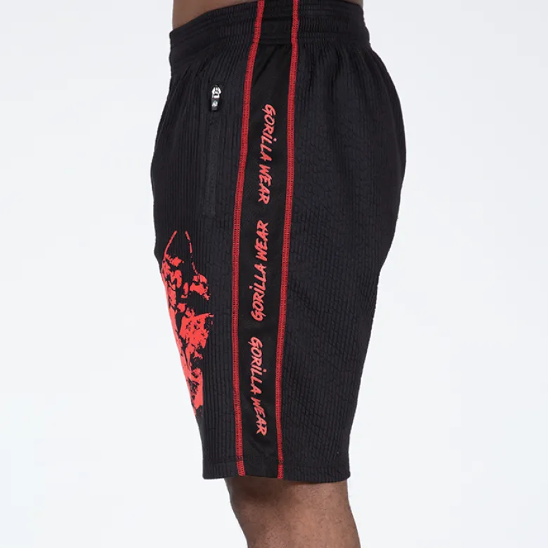 Buffalo Old School Workout Shorts, Black/Red