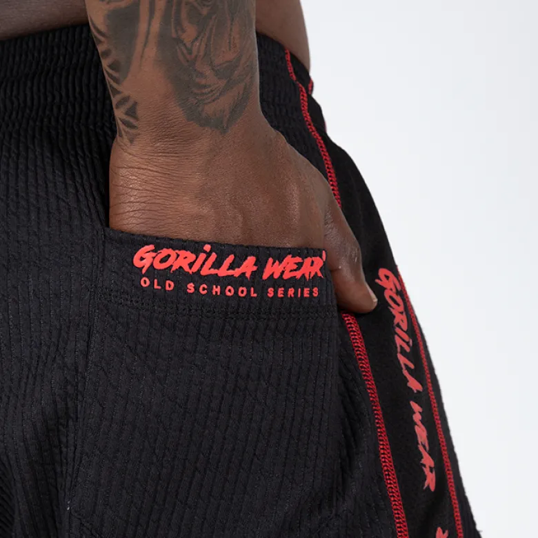 Buffalo Old School Workout Shorts, Black/Red