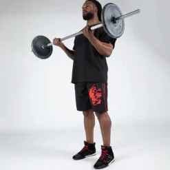 Buffalo Old School Workout Shorts, Black/Red