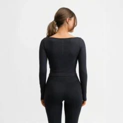 Butter Soft Long Sleeve Crop Black