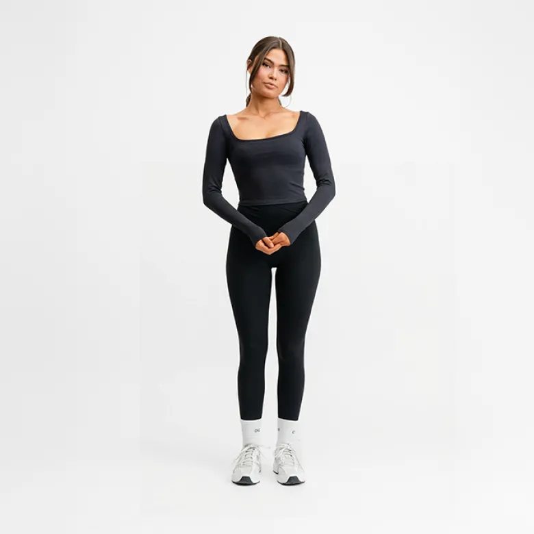 Butter Soft Long Sleeve Crop Black