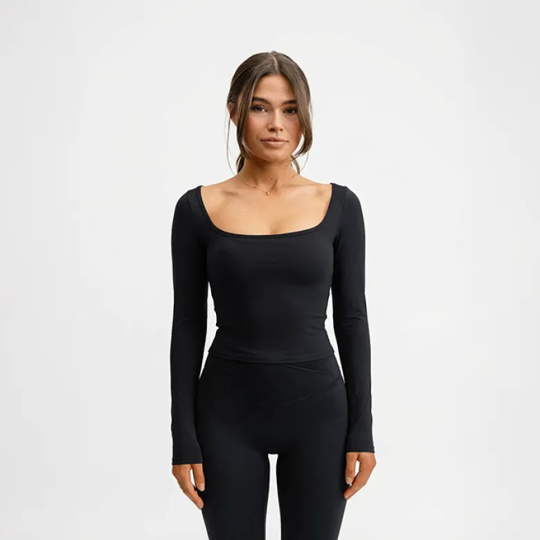 Butter Soft Long Sleeve Crop Black