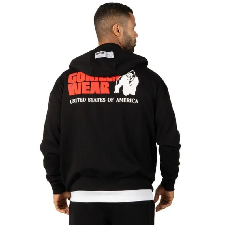 Classic Oversized Zipped Hoodie, Black