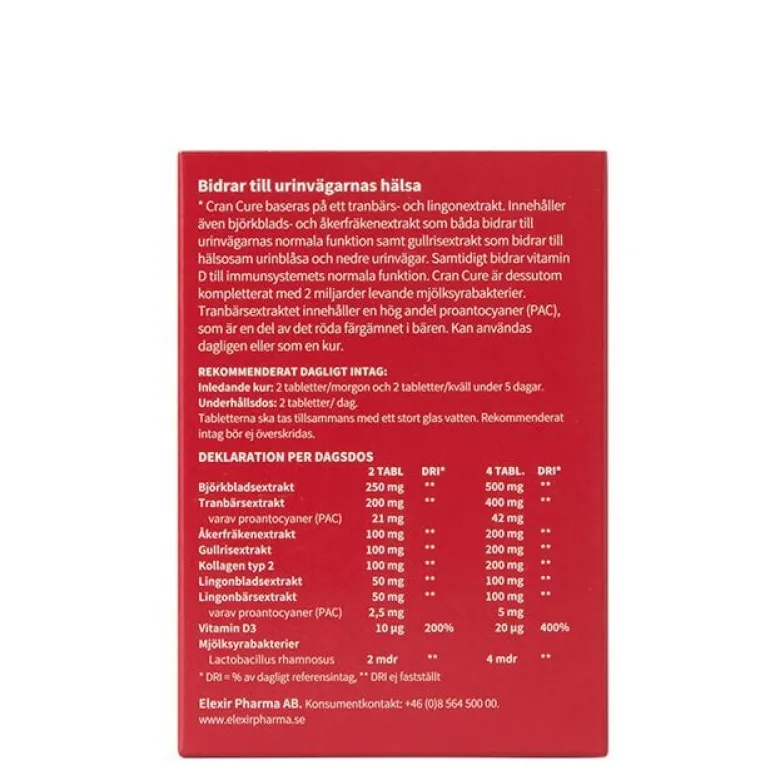 Cran Cure® Tranbär + Mjölksyrabakterier 60 tabletter