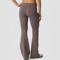 Essence Seamless Fold Over Flared Pants, Dusty Brown