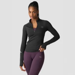 Everyday Long Sleeve Stripe 1/4 Zip, Black