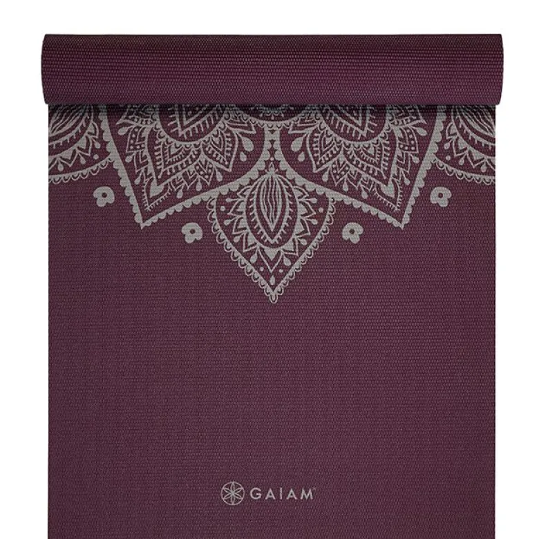 Gaiam Midnight Plum Sundial Flower Yoga Mat 5 mm
