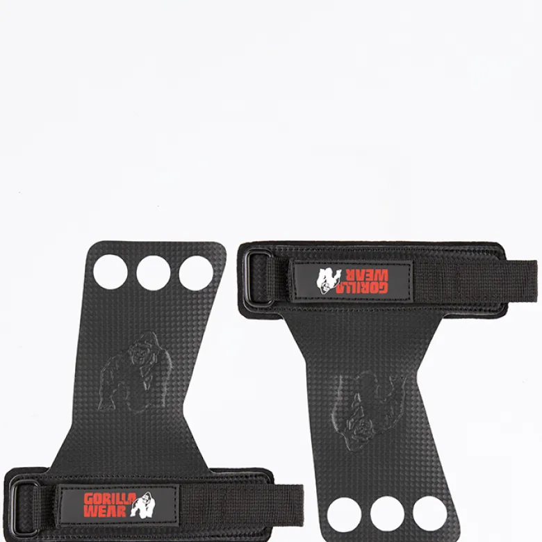 3-Hole Carbon Lifting Grips, Black