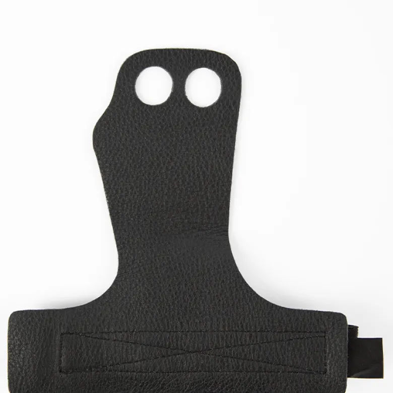 2-Hole Leather Lifting Grips, Black