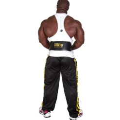 6 Inch Padded Leather Belt, Black/Gold