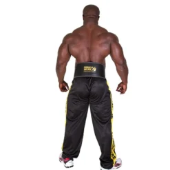 6 Inch Padded Leather Belt, Black/Gold