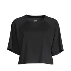 Laser Mesh Crop Tee, Black
