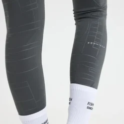 Logo Effect High Waist Tights, Grey Emblem Emboss