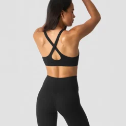 Luxe V-neck Sports Bra, Black