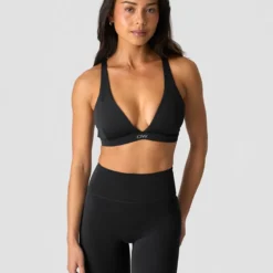 Luxe V-neck Sports Bra, Black