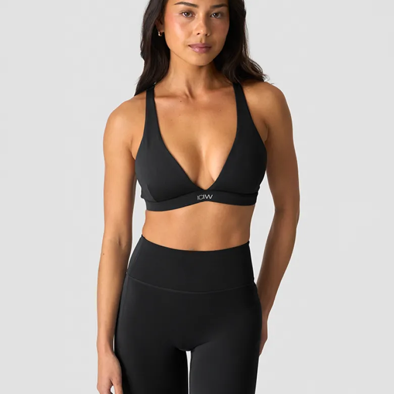Luxe V-neck Sports Bra, Black