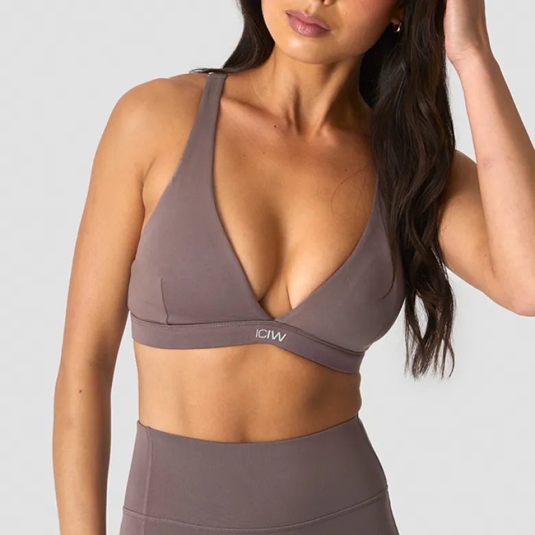 Luxe V-neck Sports Bra, Dusty Brown