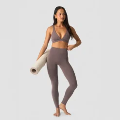 Luxe V-neck Sports Bra, Dusty Brown