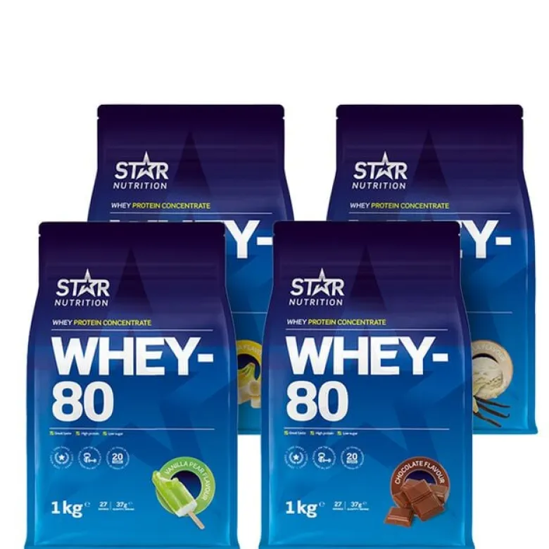 Mix&Match: 4 x Whey-80 Vassleprotein 1 kg