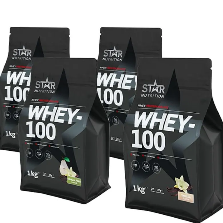 Mix&Match: 4 x Whey-100 Vassleprotein 1 kg