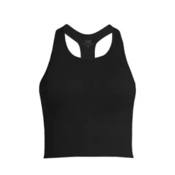 Multi Rib Seamless Padded Sports Top, Black