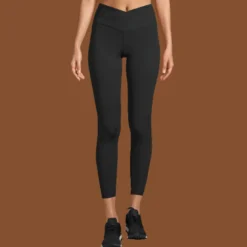 Overlap High Waist Tights, Black