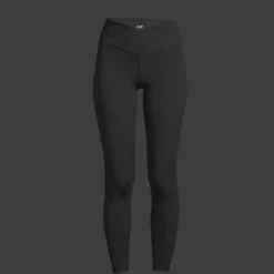 Overlap High Waist Tights, Black