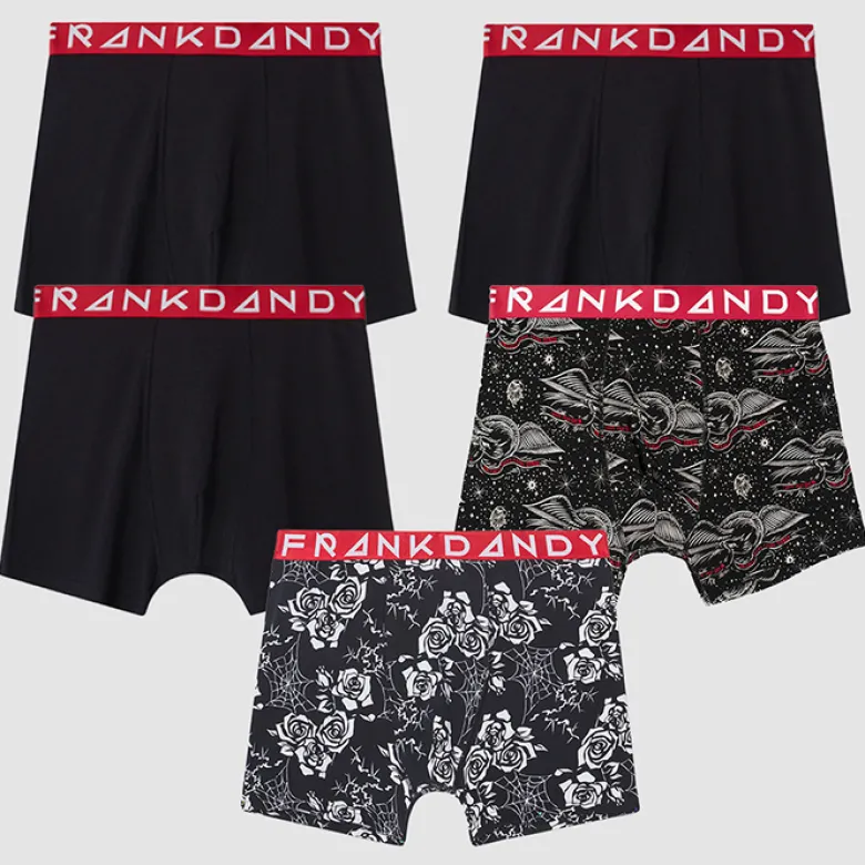 5-Pack Heavy petal boxer, Black/Red