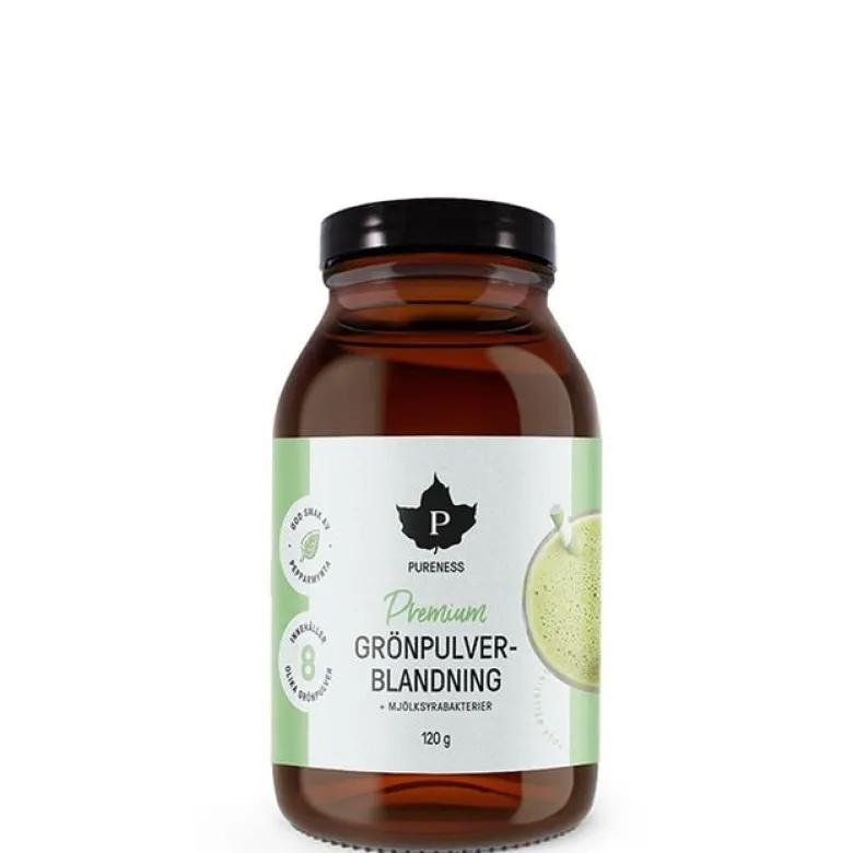 Premium Grönpulverblandning + mjölksyrabakterier 120 g