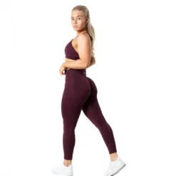 Relode Aura Seamless Scrunch Tights, Fig Red
