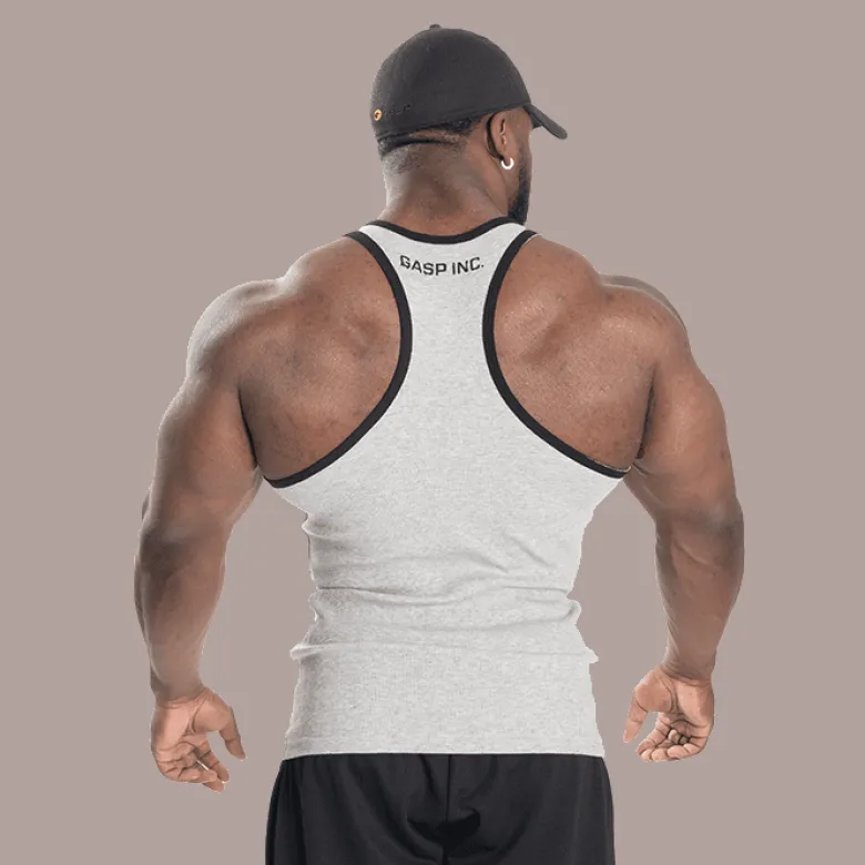 Ribbed T-back, Grey Melange