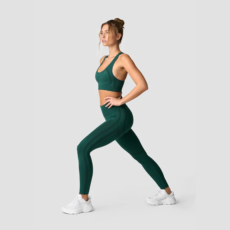 Rush Seamless Sports Bra, Dark Green Melange