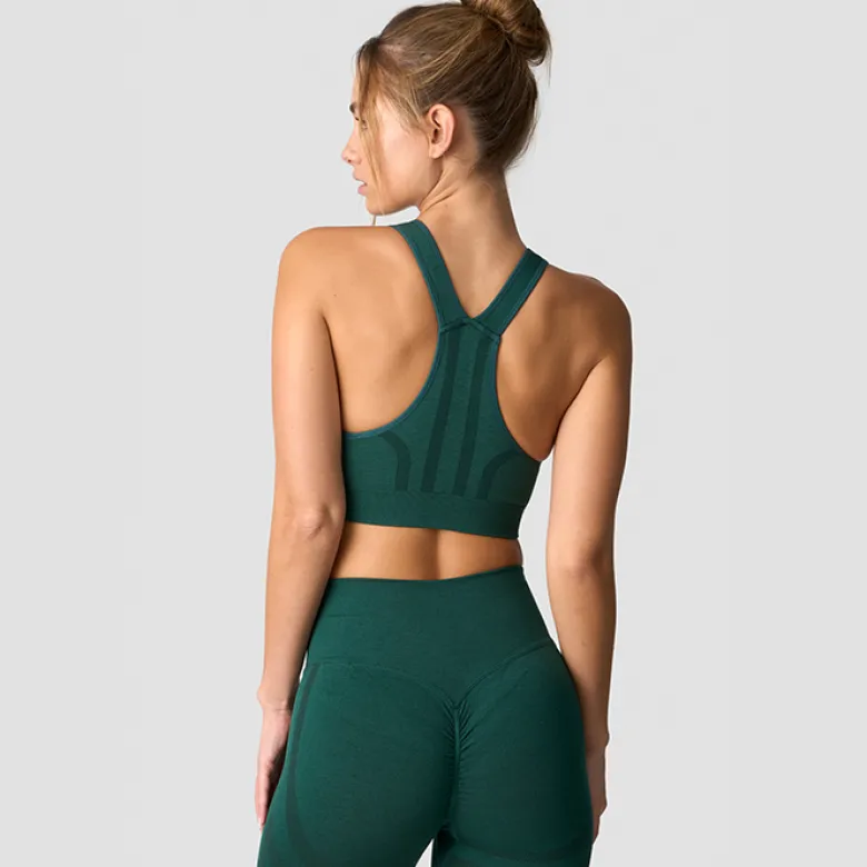 Rush Seamless Sports Bra, Dark Green Melange