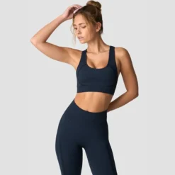 Rush Seamless Sports Bra, Navy Melange