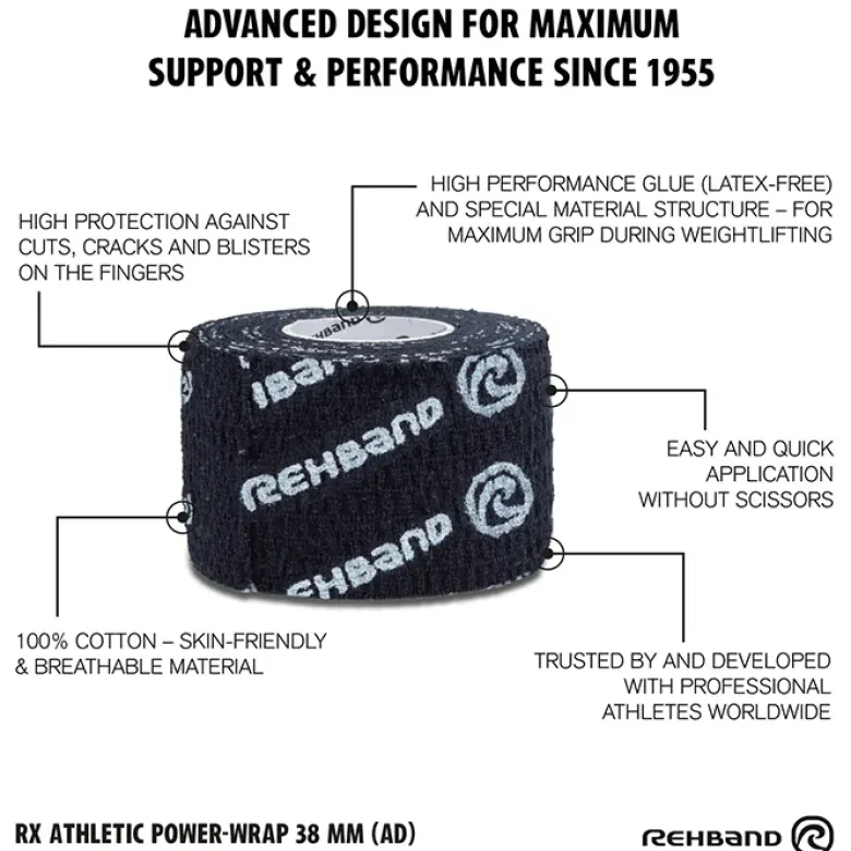 RX Athletic Power Wrap, 38mm x 4,5m - Black