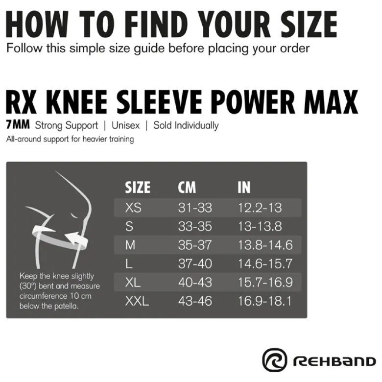 RX Knee Sleeve Power Max 7mm Carbon/Black