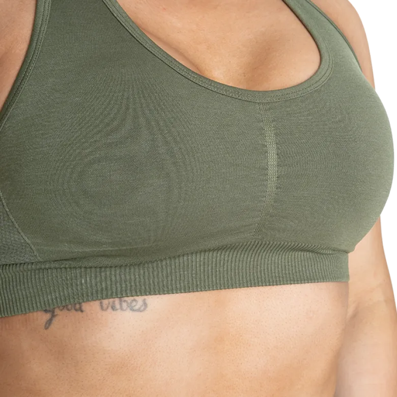 Scrunch Sports Bra, Washed Green