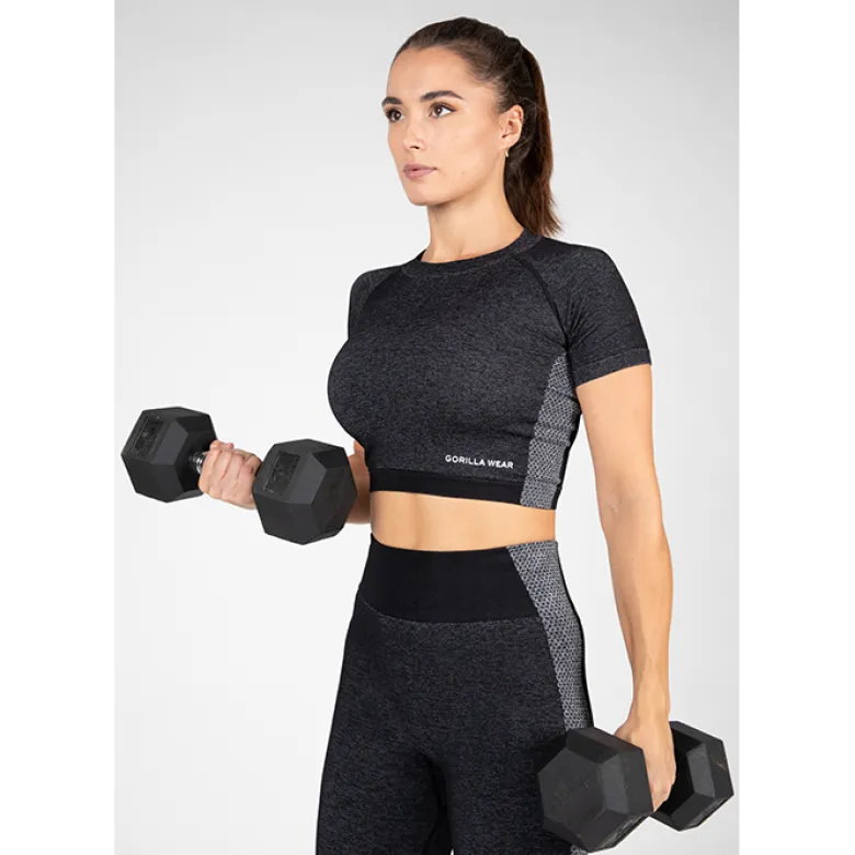 Selah Seamless Crop Top, Black