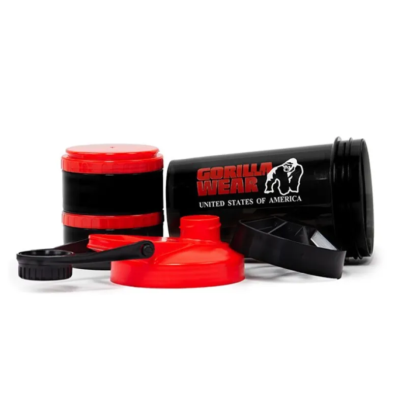 Shaker 2 Go Svart/Röd 500 ml + 130 ml x 2