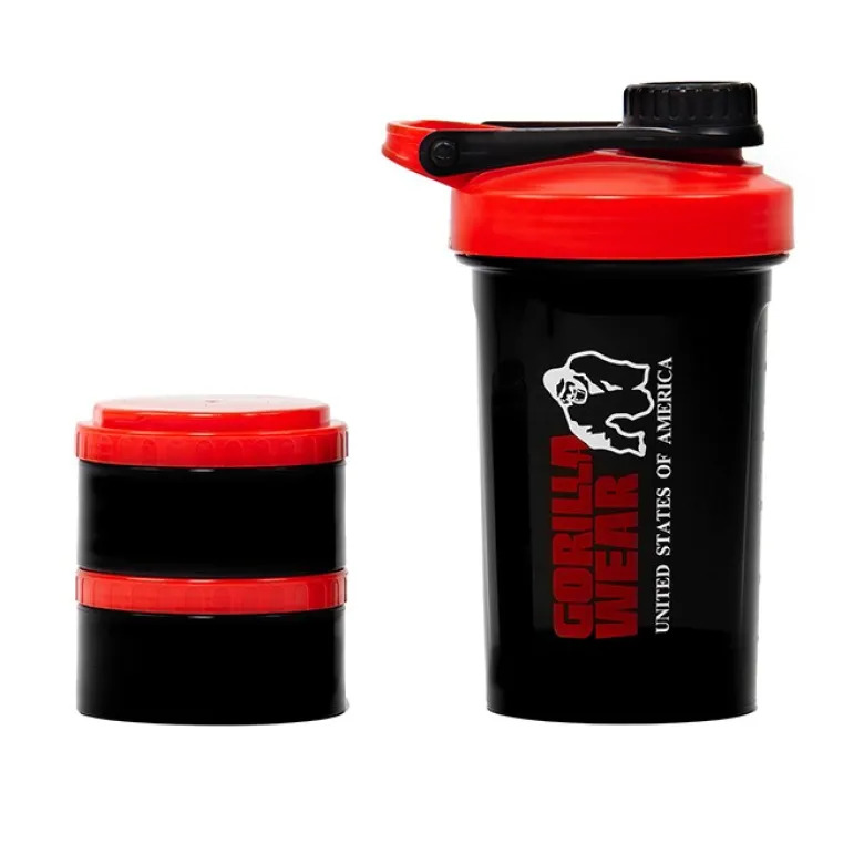 Shaker 2 Go Svart/Röd 500 ml + 130 ml x 2