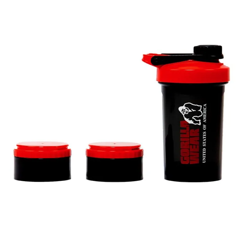 Shaker 2 Go Svart/Röd 500 ml + 130 ml x 2